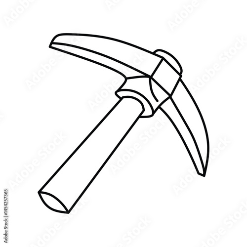 Black and White Illustration of a Mining Pickaxe Tool for Construction