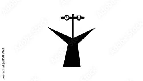 Road of war or diplomacy, Black Isolated Silhouette