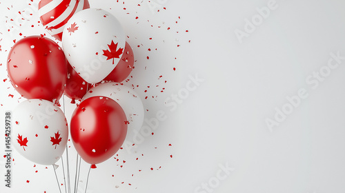 Canada Day Balloons and Confetti Celebration Background