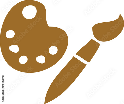 Artistic Tools: A minimalist illustration featuring a palette and brush, symbolizing the essence of creativity and artistic expression.