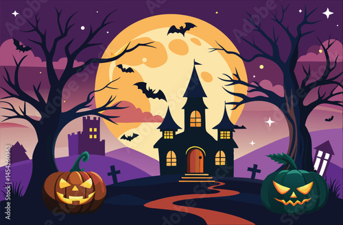 Scary Haunted House Halloween Art