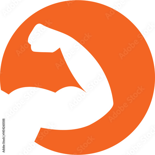 Muscular Strength: Symbolic depiction of robust muscular strength, rendered in a sleek, modern graphic, set against an energizing circular background.