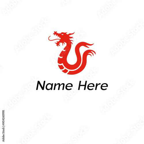 Minimalist Red Dragon Logo Vector Template Symbol