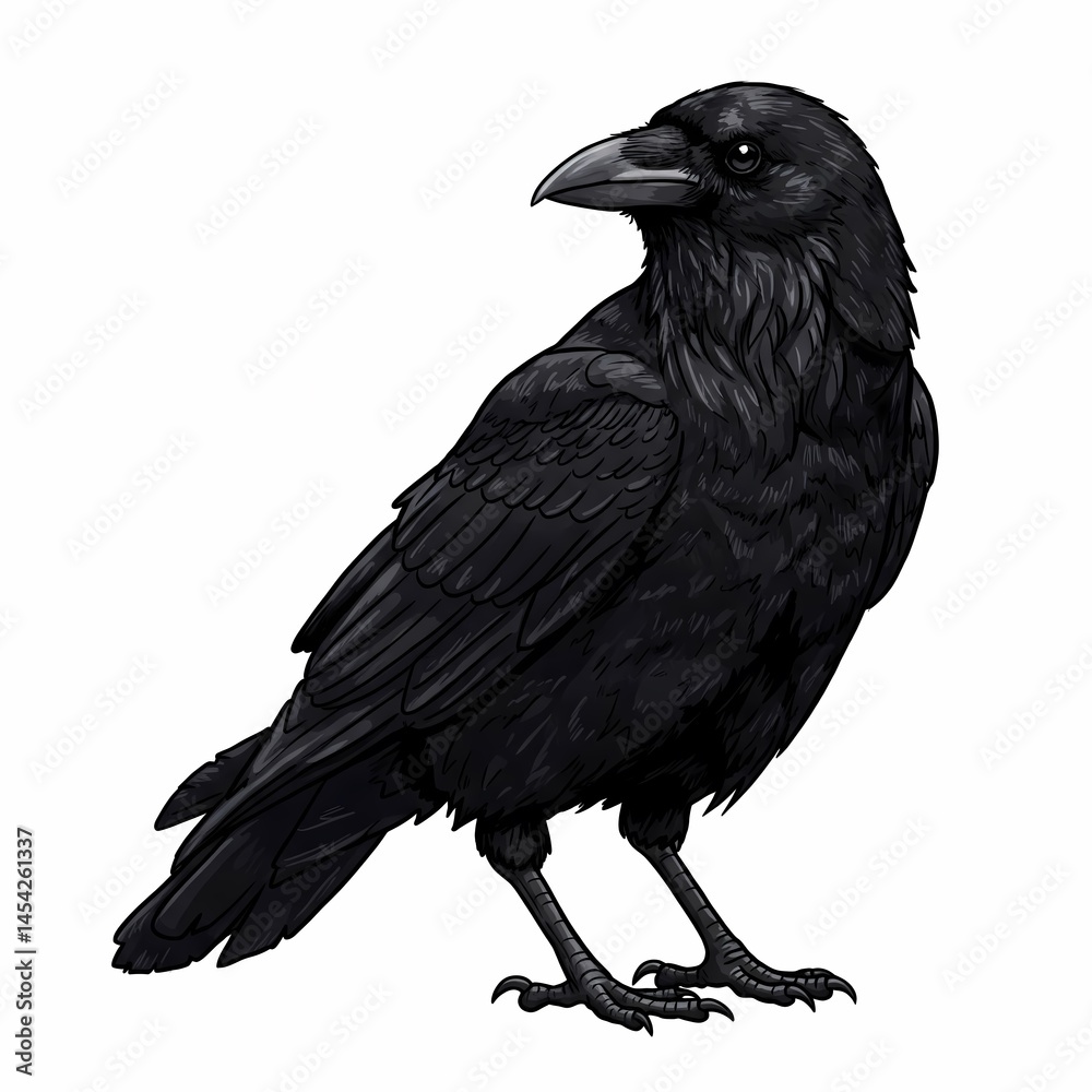 Fototapeta premium An illustration of a mysterious crow.