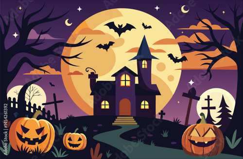 Fright Night Haunted House Illustration