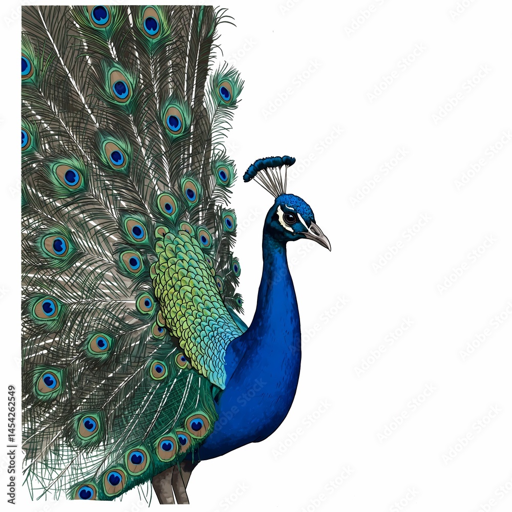 Fototapeta premium The Artistic Beauty of Peacock Spreading Its Tail