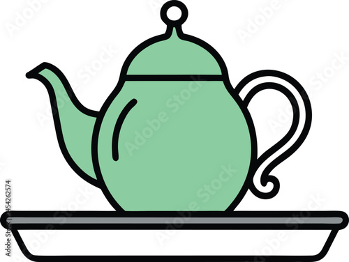 teapot on a green background