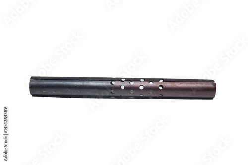 soldering iron tip cover. covering pipe, perforated metal sheet element, heater barrel. on white background