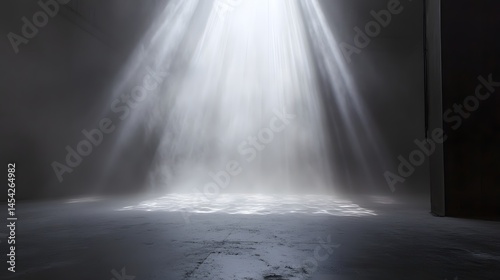 Empty room illuminated by spotlight
