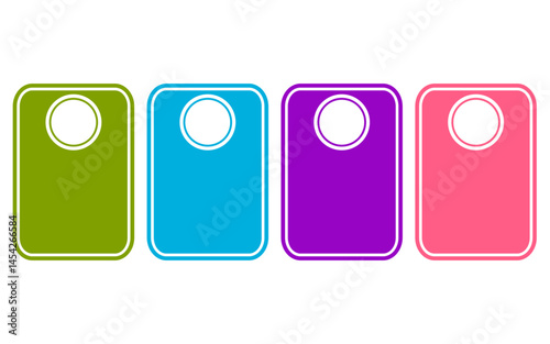 Infographic with four colored rectangles and white circles for business promotion.