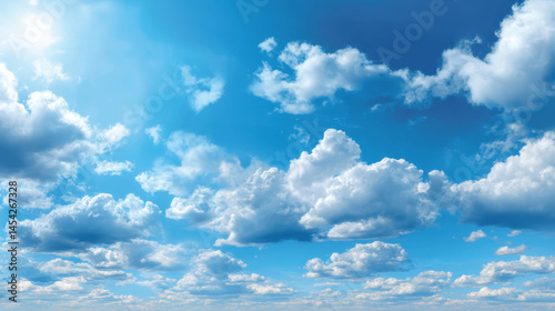 Beautiful cloud formations in a clear blue sky during a sunny day