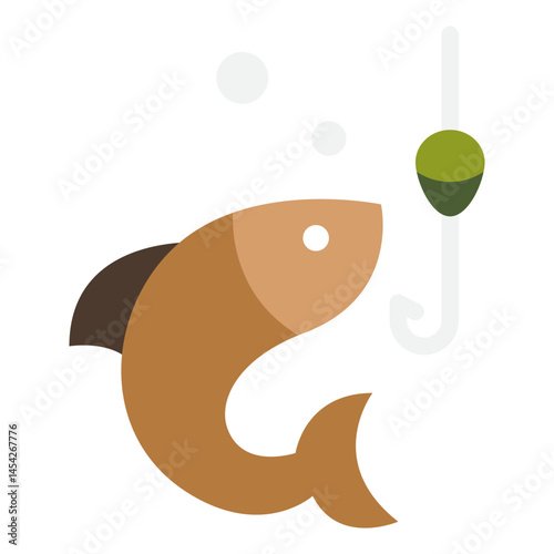 Fishing Icon with Hook and Fish