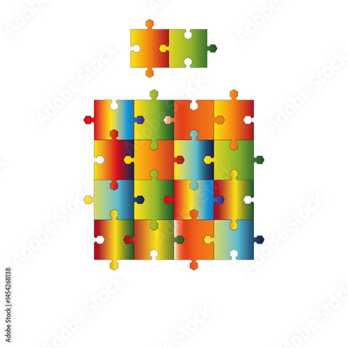 The use of interlocking puzzle pieces creates a strong sense of connection and unity.