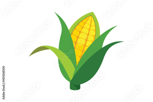 Testy yellow corn illustration isolated on white background