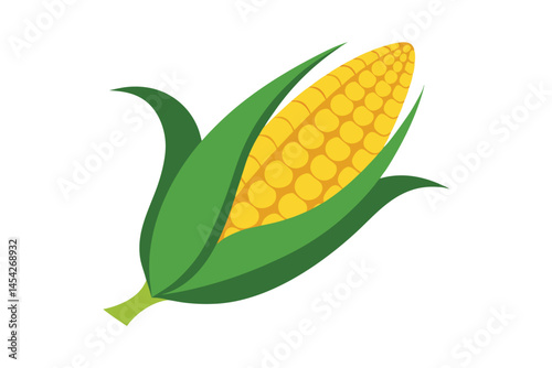 3d corn with leaf vector illustration on white background