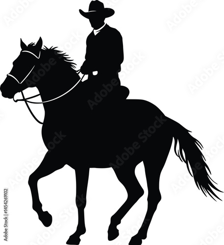 Rustic Cowboy and Horse Walking Pose Silhouette