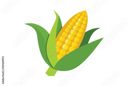 3d corn with leaf vector illustration on white background