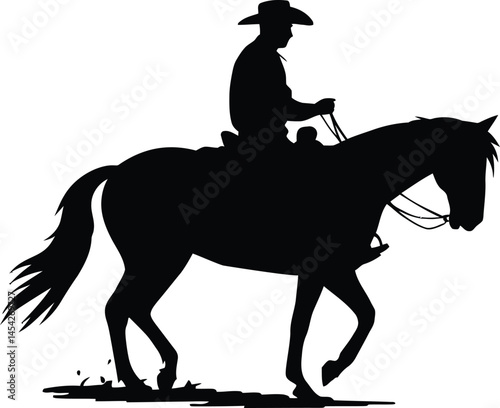Rodeo Cowboy with Rope on Horse Silhouette Design