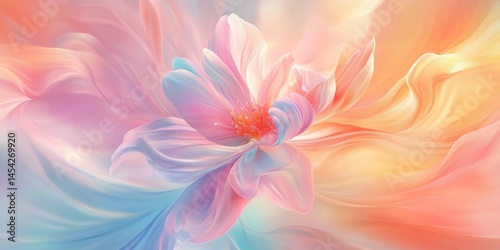 Background reveals dreamy shimmer of pastel swirl bloom