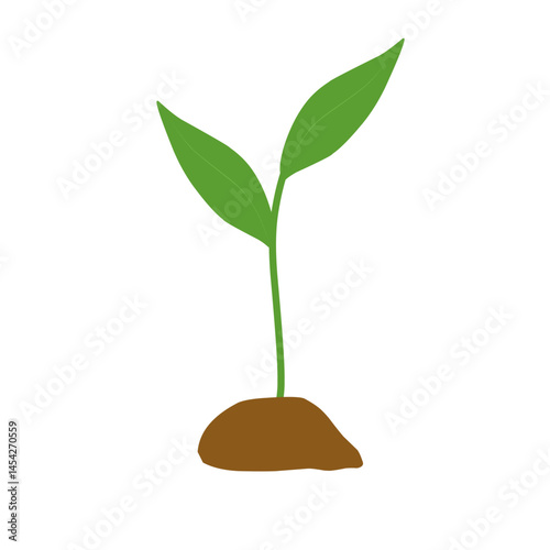 Illustration of a newly grown shoot plant. Illustration of a shoot plant with fertile soil
