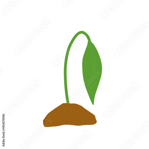 Illustration of a newly grown shoot plant. Illustration of a shoot plant with fertile soil
