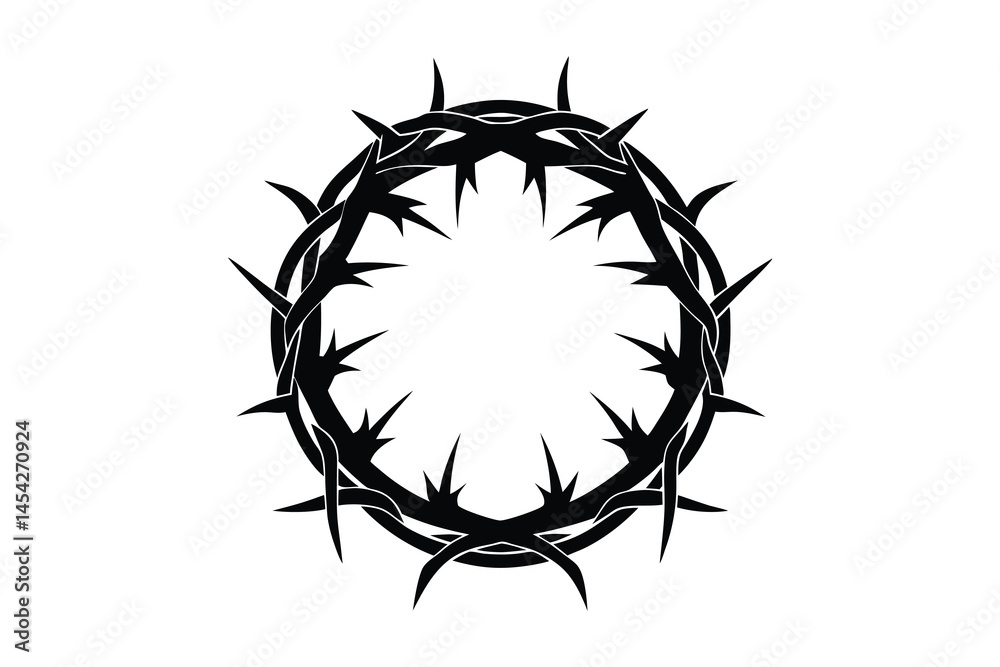 Fototapeta premium crown of thorns silhouette vector illustration on white background