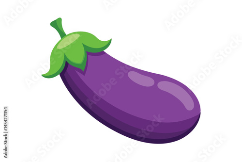 3d purple eggplant vector illustration isolated on white background