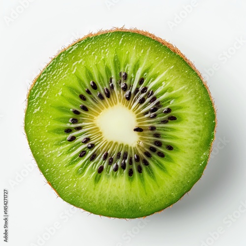 Obraz na płótnie Slice of kiwi fruit isolated on white background, top view, close up w salonie