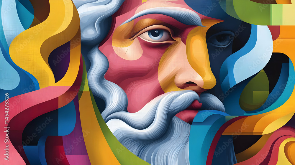 Obraz premium Colorful Abstract Portrait Of An Ancient Man
