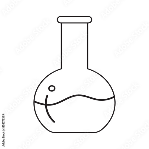 Line Art Illustration of Laboratory Flask with Liquid Inside