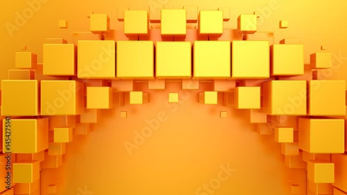Cubes Form a Wave. Abstract motion, two color, 3d rendering, 4k resolution
