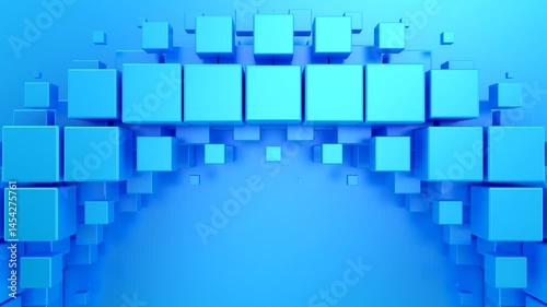 Cubes Form a Wave. Abstract motion, two color, 3d rendering, 4k resolution
