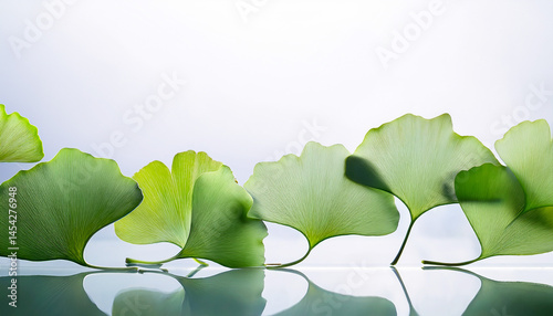 Green ginkgo leaves Generated image