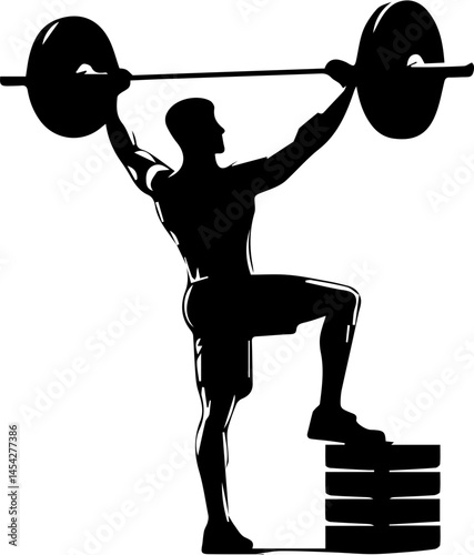 Silhouette of Weightlifting and Strength Training Poses