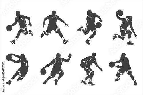 Basketball Player in Dynamic Action Pose, Silhouette