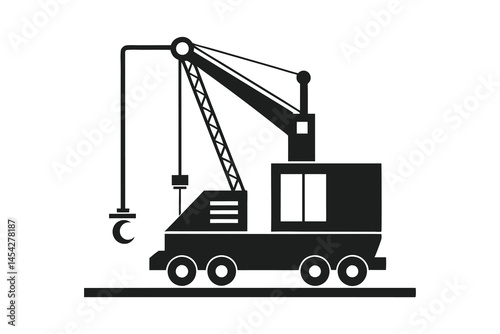 mobile crane silhouette on a white background