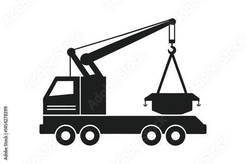 mobile crane silhouette on a white background