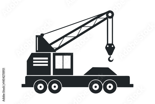 mobile crane machine silhouette on white background