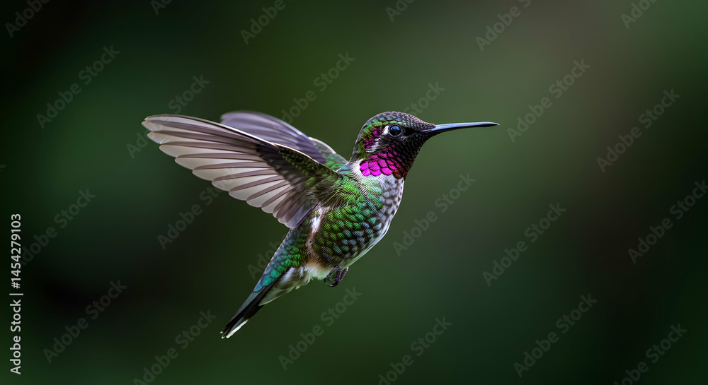 Colorful Hummingbird in Mid-Flight Captured in Natural Habitat