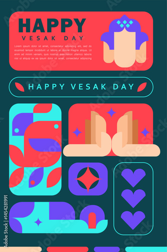 Illustration Happy Vesak Day Celebration Poster