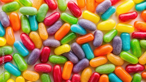 Vibrant Mike and Ike candies in various colors are artfully arranged on a clean white surface, showcasing their playful and whimsical nature, decorative, sweet treats