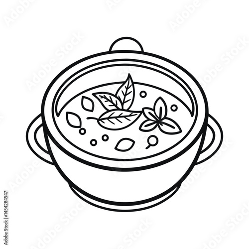 Borscht Soup Line Art Vector Illustration