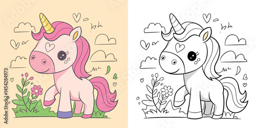 Cute Unicorn Coloring Page for Kids