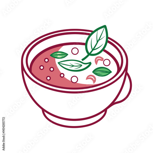 Borscht Traditional Dish Outline Vector Art