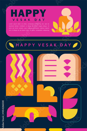Illustration Happy Vesak Day Celebration Poster