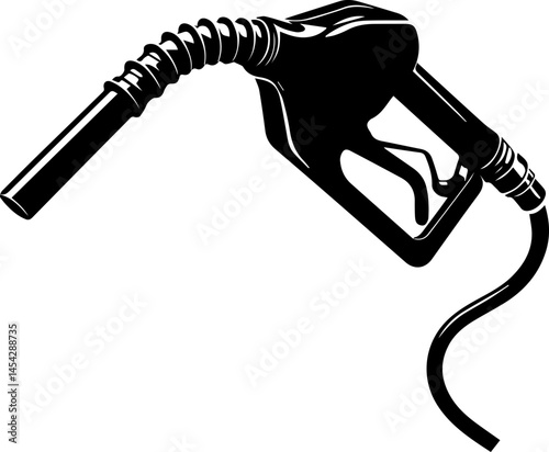 Silhouette of Fuel Pump Nozzle with Oil Drop