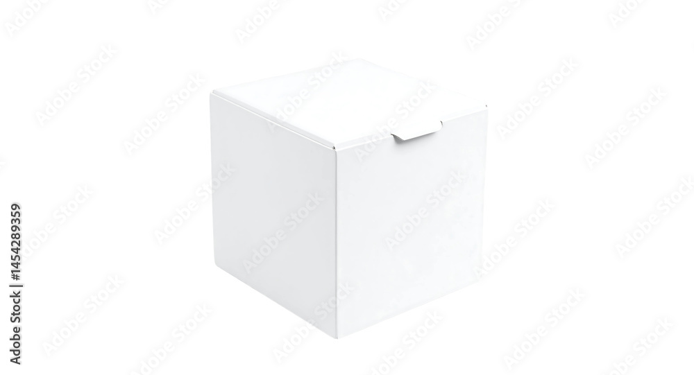 Blank white paper packaging includes a cube box and an isolated open bag, ideal for merchandise or a single gift Blank white paper packaging includes a cube box and an isolated open bag, ideal for merchandise or a single gift