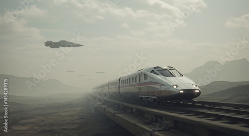 Wallpaper Mural Futuristic High-Speed Train Journey Across a Desolate Landscape Torontodigital.ca