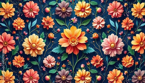 Wallpaper Mural Intricate floral design, repeating seamlessly , color, nature Torontodigital.ca