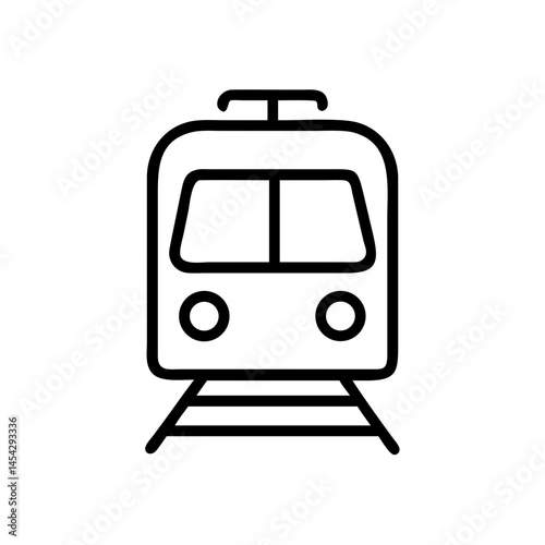 Minimalist illustration of a train on tracks  